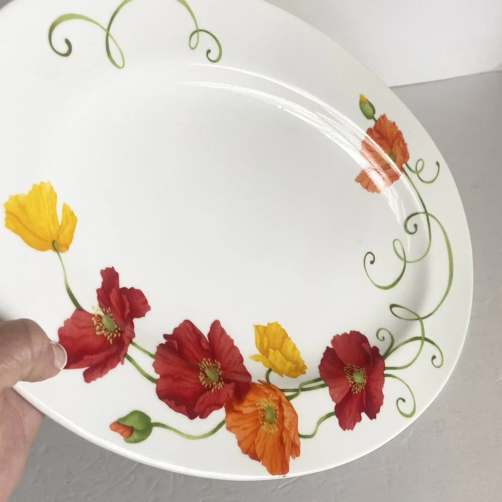 Westbury Court LYRICAL BLOOMS Large Oval Serving Platter Porcelain Poppies 14.5
